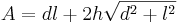 A=dl+2h\sqrt{d^2+l^2}