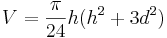 V=\frac{\pi}{24}h(h^2+3d^2)