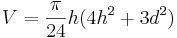 V=\frac{\pi}{24}h(4h^2+3d^2)