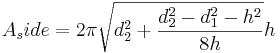 A_side=2\pi \sqrt{d_2^2+\frac{d_2^2-d_1^2-h^2}{8h}}h