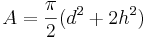 A=\frac{\pi}{2}(d^2+2h^2)