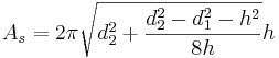 A_s=2\pi \sqrt{d_2^2+\frac{d_2^2-d_1^2-h^2}{8h}}h